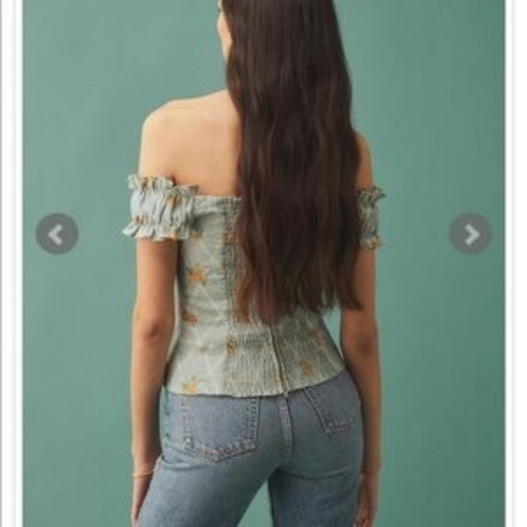 Reformation Alcove linen top in Celia floral gingham print - Picture 3 of 4